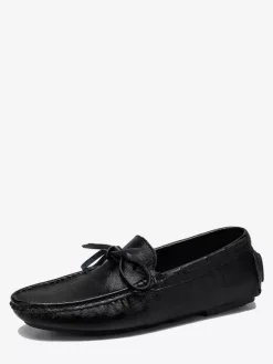 Mens Belgian Loafers Spike Faux Leather Lace Up Deck Shoes Lightweight Slip Resistant Flexible Slip-on Penny Shoes