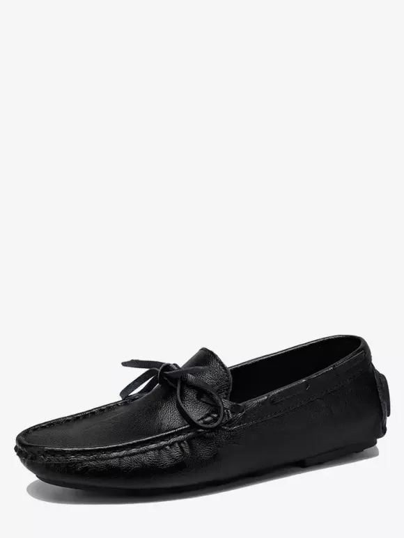 Mens Belgian Loafers Spike Faux Leather Lace Up Deck Shoes Lightweight Slip Resistant Flexible Slip-on Penny Shoes