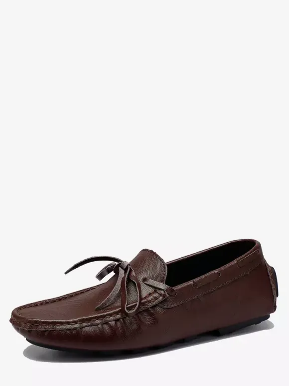 Mens Belgian Loafers Spike Faux Leather Lace Up Deck Shoes Lightweight Slip Resistant Flexible Slip-on Penny Shoes