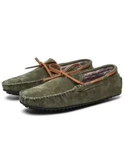 Men's Belgian Loafer Tie Moccasin Driving Loafers