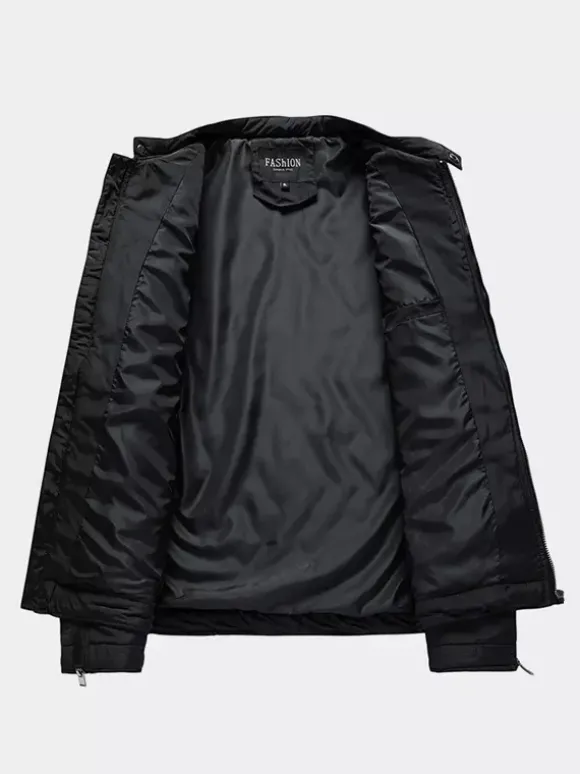 Men's Biker Jacket Casual Long Sleeve Zip Cotton Diamond Pattern Jacket