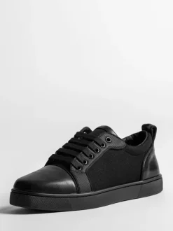 Men's Blac Casual Shoes Round Toe Lace Up Low Top Skate Sneakers