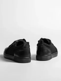 Men's Blac Casual Shoes Round Toe Lace Up Low Top Skate Sneakers