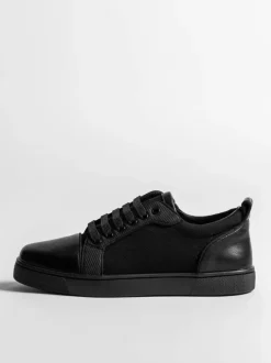 Men's Blac Casual Shoes Round Toe Lace Up Low Top Skate Sneakers
