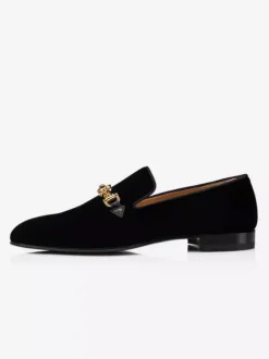 Men's Black Loafers Suede Leather Square Toe Slip-On Prom Wedding Shoes