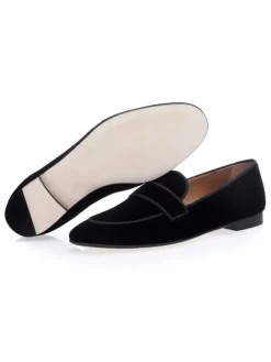 Mens Black Loafers Suede Round Toe Slip on Prom Party Wedding Shoes