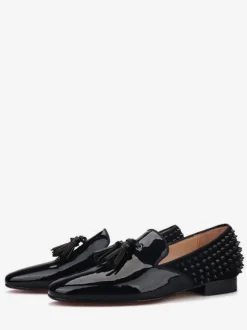 Men's Black Loafers Tassel Slip On back Spikes Prom Party Wedding Shoes