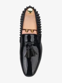 Men's Black Loafers Tassel Slip On back Spikes Prom Party Wedding Shoes