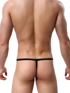 Men's Black Thong Lycra Spandex Two Tone Sexy Briefs