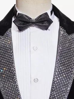 Men's Black Velvet Shiny Blazer Stage Performance Suit Jacket