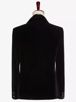 Men's Black Velvet Shiny Blazer Stage Performance Suit Jacket