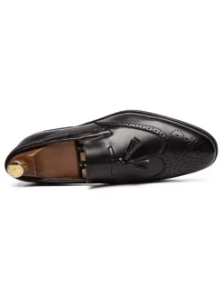 Mens Black Wingtip Tassel Loafer Slip-On Prom Party Wedding Shoes