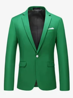 Men's Blazer Suit Jacket Khaki Slim Fit One Button Blazer Elegant Wedding Chic Jacket