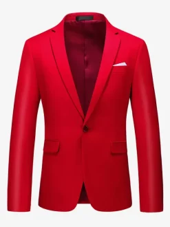 Men's Blazer Suit Jacket Khaki Slim Fit One Button Blazer Elegant Wedding Chic Jacket