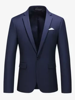 Men's Blazer Suit Jacket Khaki Slim Fit One Button Blazer Elegant Wedding Chic Jacket