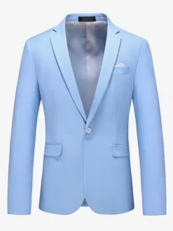Men's Blazer Suit Jacket Khaki Slim Fit One Button Blazer Elegant Wedding Chic Jacket