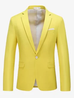 Men's Blazer Suit Jacket Khaki Slim Fit One Button Blazer Elegant Wedding Chic Jacket