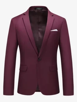 Men's Blazer Suit Jacket Khaki Slim Fit One Button Blazer Elegant Wedding Chic Jacket