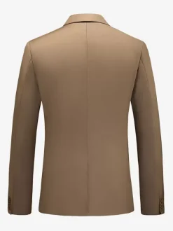 Men's Blazer Suit Jacket Khaki Slim Fit One Button Blazer Elegant Wedding Chic Jacket