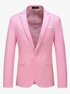 Men's Blazer Suit Jacket Khaki Slim Fit One Button Blazer Elegant Wedding Chic Jacket