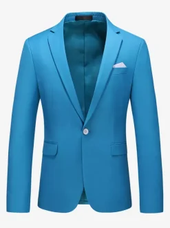 Men's Blazer Suit Jacket Khaki Slim Fit One Button Blazer Elegant Wedding Chic Jacket