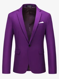Men's Blazer Suit Jacket Khaki Slim Fit One Button Blazer Elegant Wedding Chic Jacket