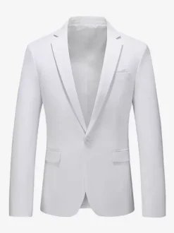 Men's Blazer Suit Jacket Khaki Slim Fit One Button Blazer Elegant Wedding Chic Jacket