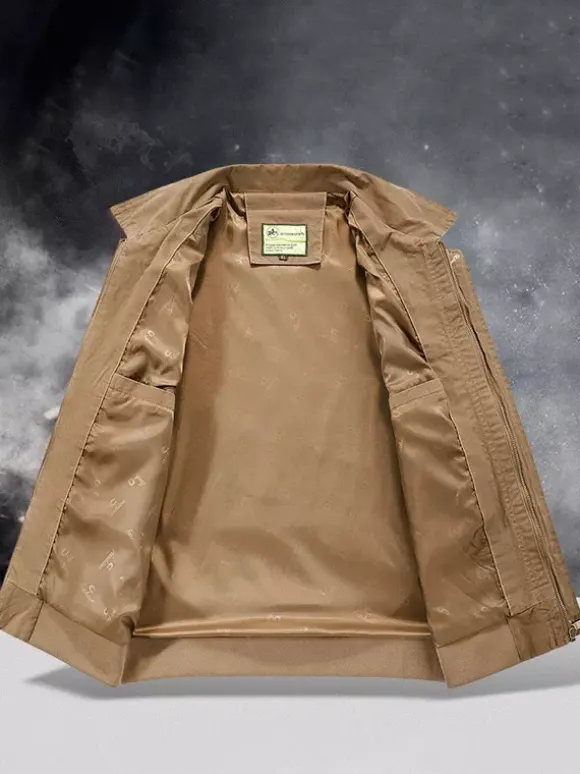 Men’s Bomber Jacket Turndown Collar Long Sleeve Side Pockets Corduroy Jacket