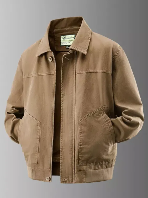 Men’s Bomber Jacket Turndown Collar Long Sleeve Side Pockets Corduroy Jacket