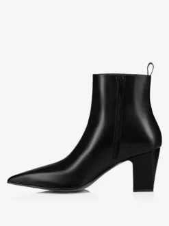 Mens Boots Block Heel Black Pointed Toe Rock Style Dress Short Boots