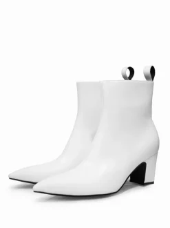 Mens Boots Block Heel Black Pointed Toe Rock Style Dress Short Boots