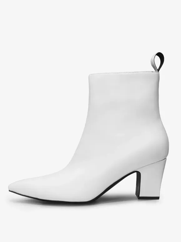 Mens Boots Block Heel Black Pointed Toe Rock Style Dress Short Boots
