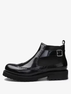 Men's Boots Chelsea Boots Black Cowhide Round Toe Rivets Ankle Short Boots