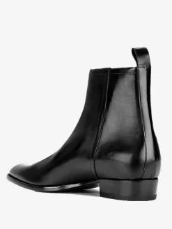 Men's Boots Chelsea Boots Black Cowhide Round Toe Zipper Ankle Short Boots