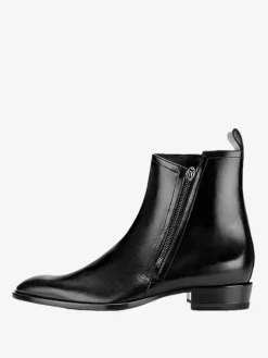 Men's Boots Chelsea Boots Black Cowhide Round Toe Zipper Ankle Short Boots