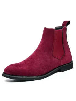 Men's Boots Chelsea Boots Black Suede Leather Round Toe