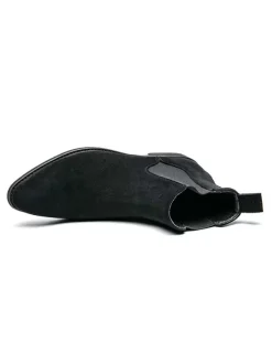 Men's Boots Chelsea Boots Black Suede Leather Round Toe