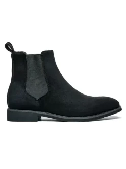 Men's Boots Chelsea Boots Black Suede Leather Round Toe