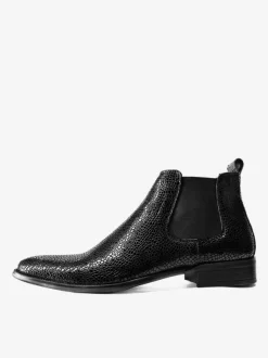 Men's Boots Chelsea Boots Black Cowhide Round Toe Dress Boots
