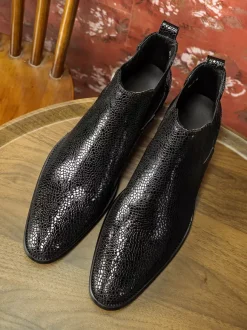 Men's Boots Chelsea Boots Black Cowhide Round Toe Dress Boots