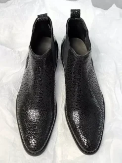 Men's Boots Chelsea Boots Black Cowhide Round Toe Dress Boots