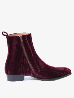 Men's Boots Chelsea Boots Burgundy Velvet Round Toe Ankle Dress Boots
