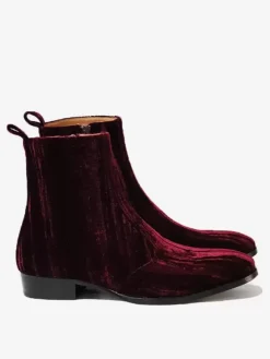 Men's Boots Chelsea Boots Burgundy Velvet Round Toe Ankle Dress Boots