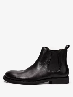 Men's Boots Chelsea Boots Coffee Brown Cowhide Round Toe Ankle Boots