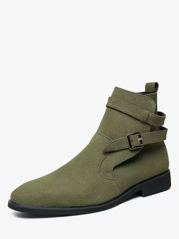 Men's Boots Chelsea Boots Green Suede Leather Jodhpur Boots Monk Strap