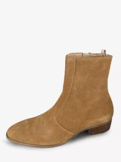 Men's Boots Chelsea Boots Orange Leather Square Toe Ankle Short Boots