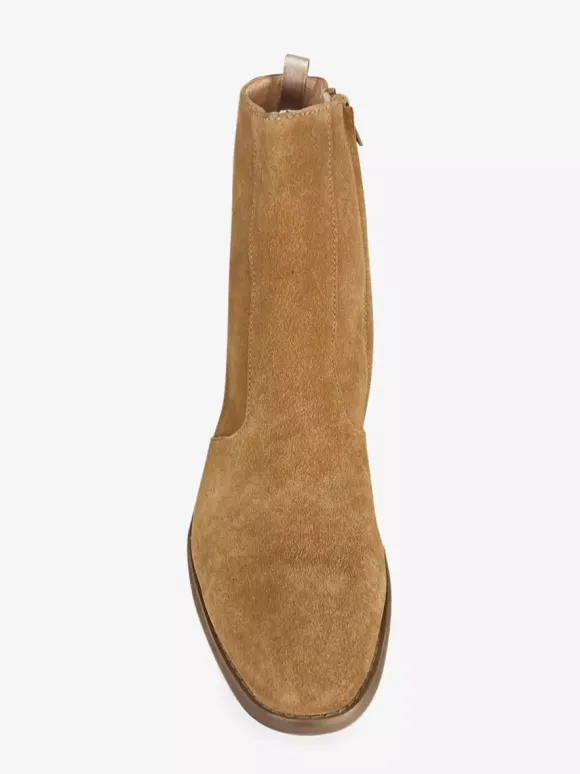 Men's Boots Chelsea Boots Orange Leather Square Toe Ankle Short Boots