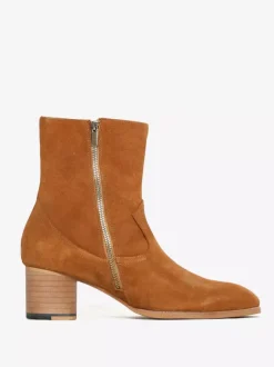 Men's Boots Chelsea Boots Orange Leather Square Toe Ankle Short Boots