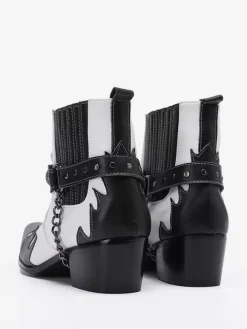 Men's Boots Chelsea Boots White Cowhide Square Toe Chains Ankel Short Boots