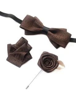 Men's Bowties - Lapel Flower - Pocket Square 3 Piece Set